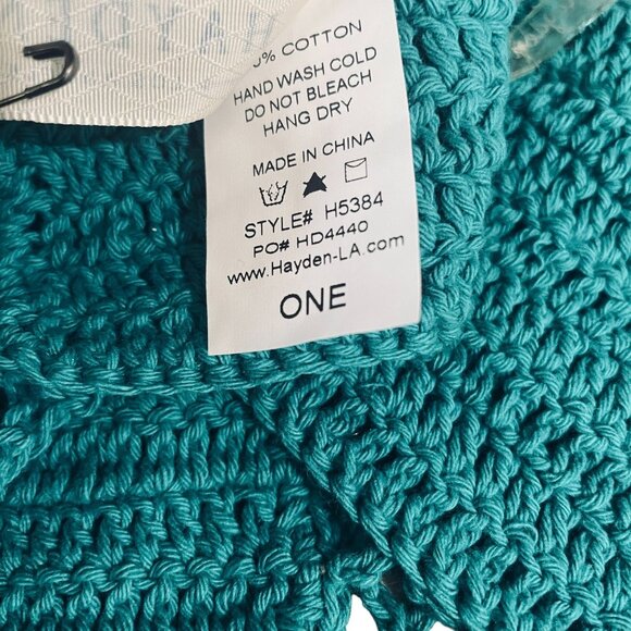 Hayden Los Angeles Crochet Halter Top Teal Festival Boho Summer Y2K NWT One Size - Picture 3 of 10